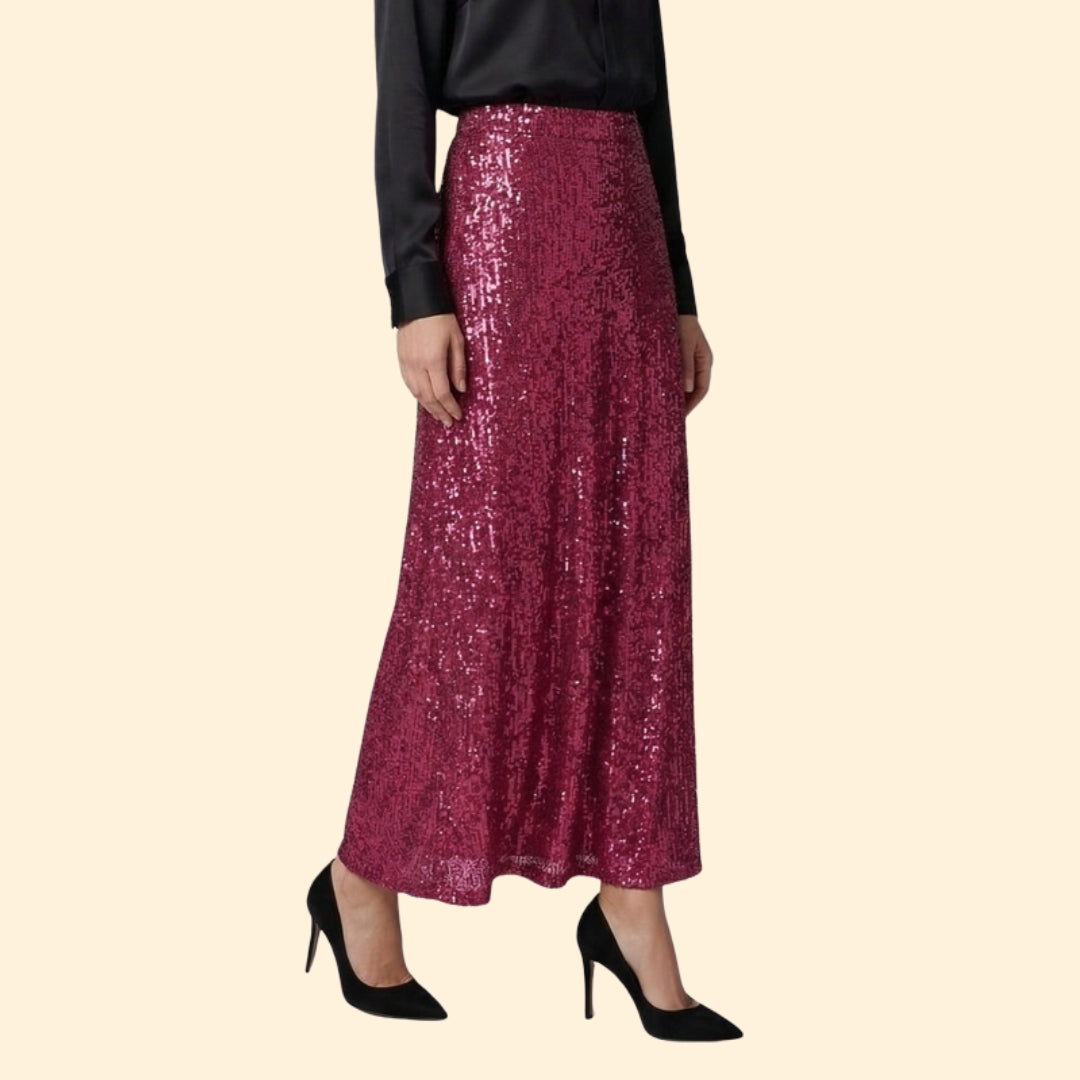 Women's Sequined Maxi Skirt with Sleek Fit