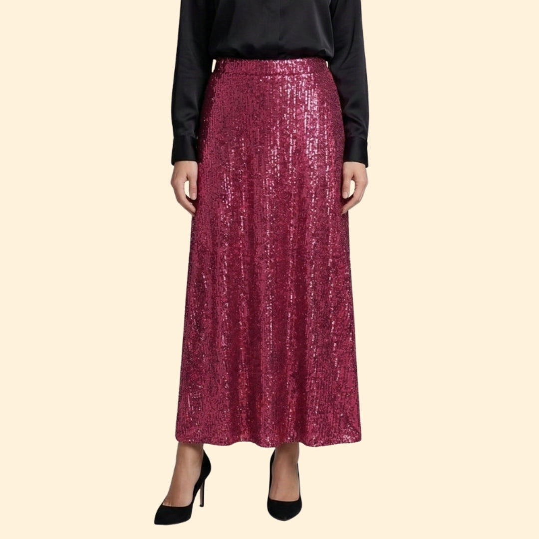 Women's Sequined Maxi Skirt with Sleek Fit