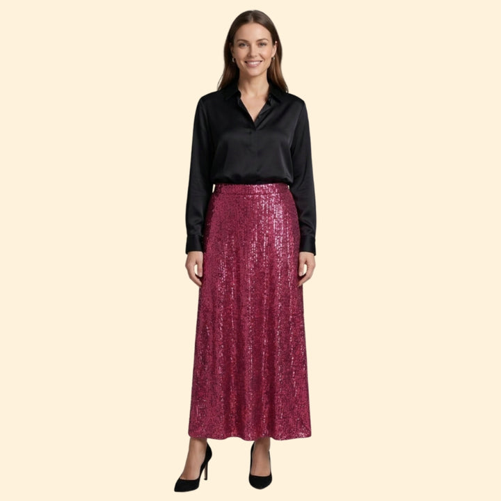 Women's Sequined Maxi Skirt with Sleek Fit