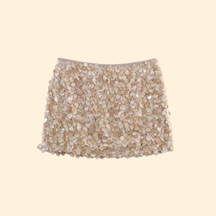 Women's Sequined Mini Skirt with Textured Detailing