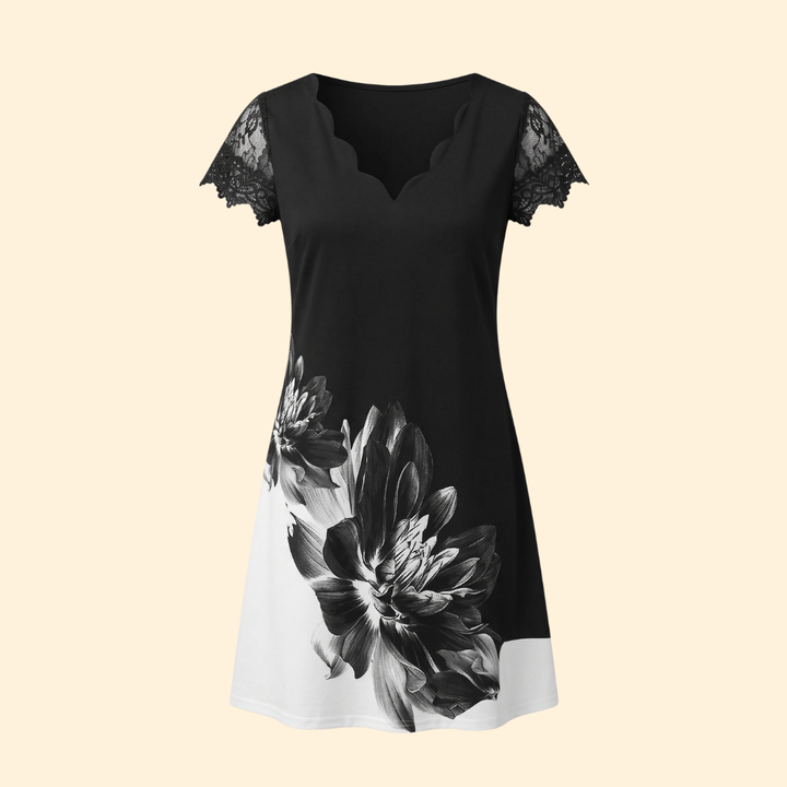 Women's Short Sleeve Lace Accent Dress