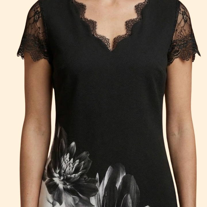 Women's Short Sleeve Lace Accent Dress