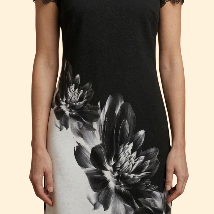 Women's Short Sleeve Lace Accent Dress