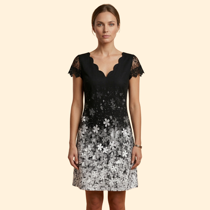 Women's Short Sleeve Lace Accent Dress
