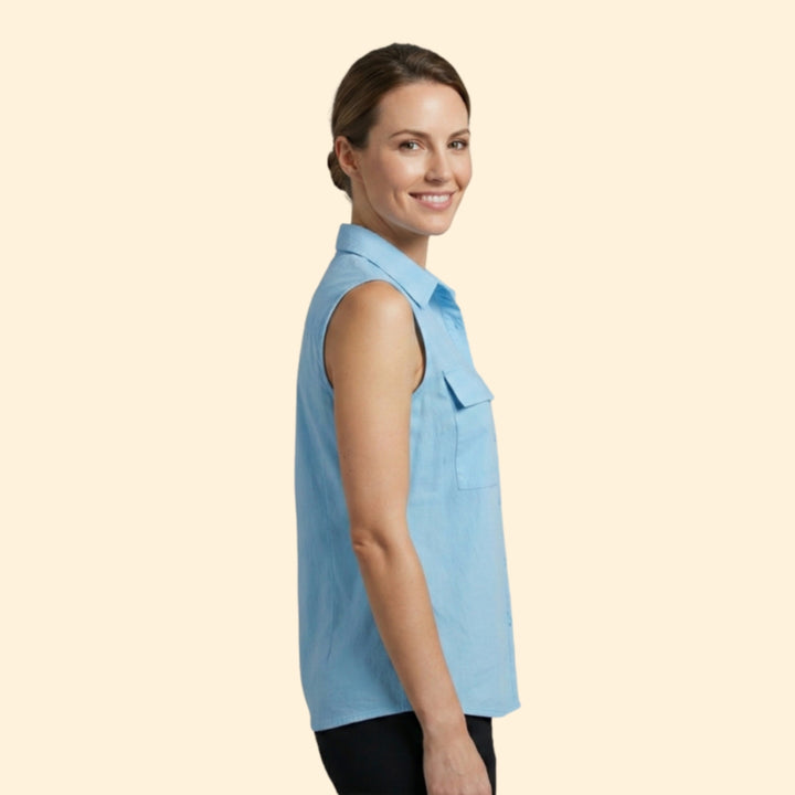 Women's Sleeveless Button-Down Blouse