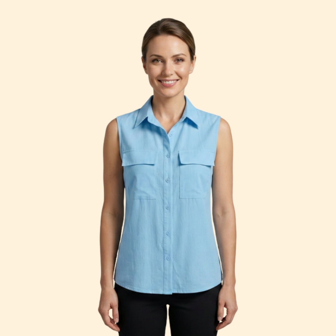 Women's Sleeveless Button-Down Blouse