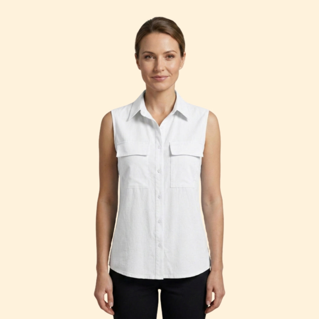 Women's Sleeveless Button-Down Blouse