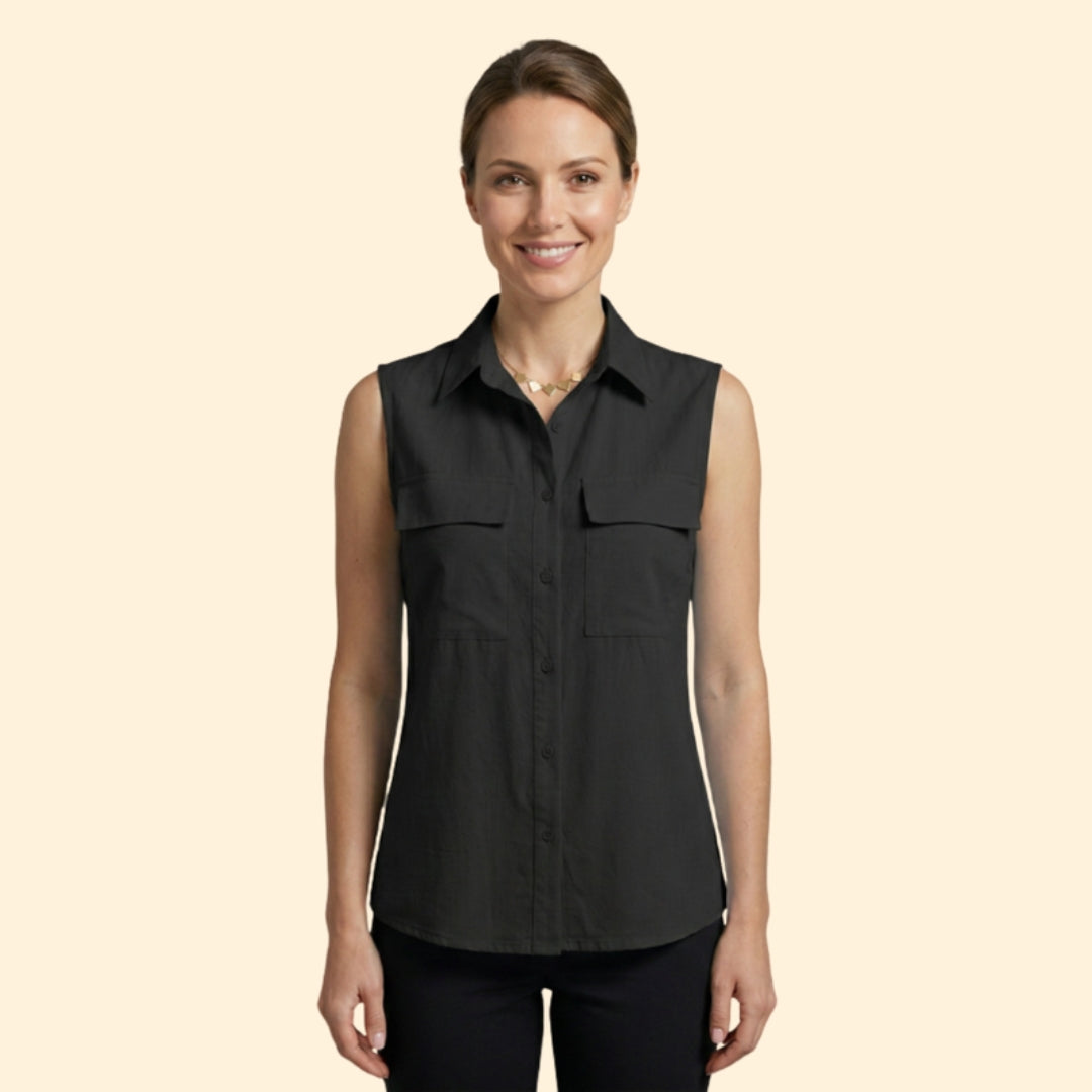 Women's Sleeveless Button-Down Blouse