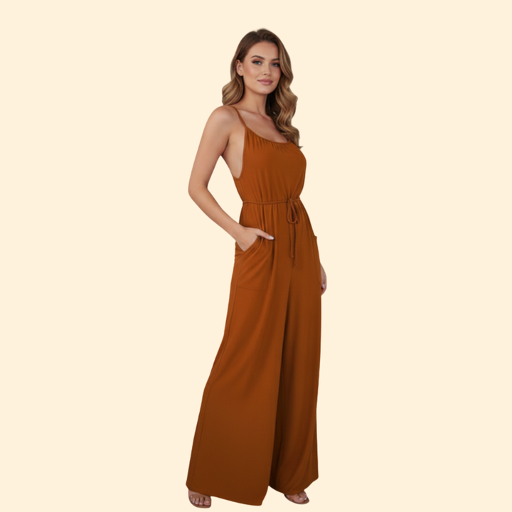 Women's Sleeveless Tie-Waist Jumpsuit