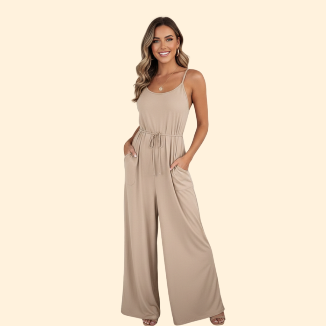 Women's Sleeveless Tie-Waist Jumpsuit