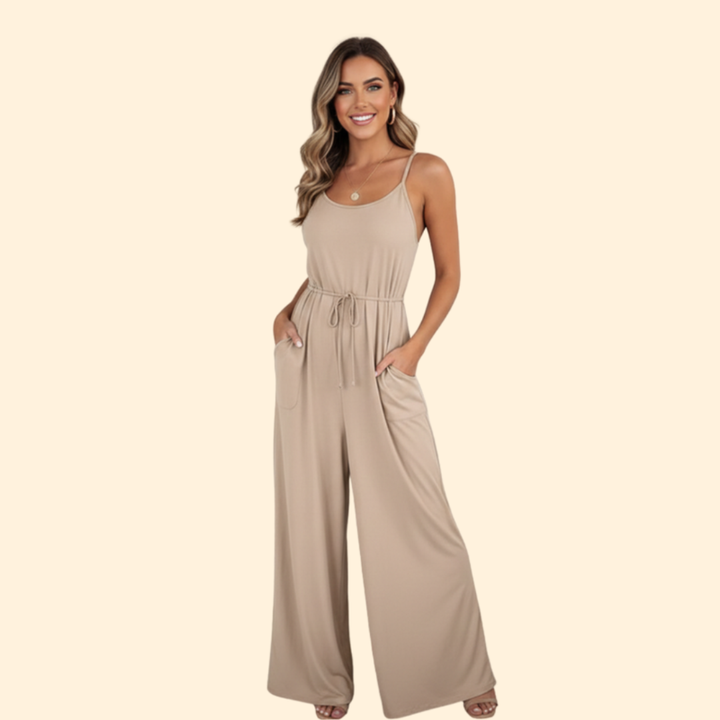 Women's Sleeveless Tie-Waist Jumpsuit