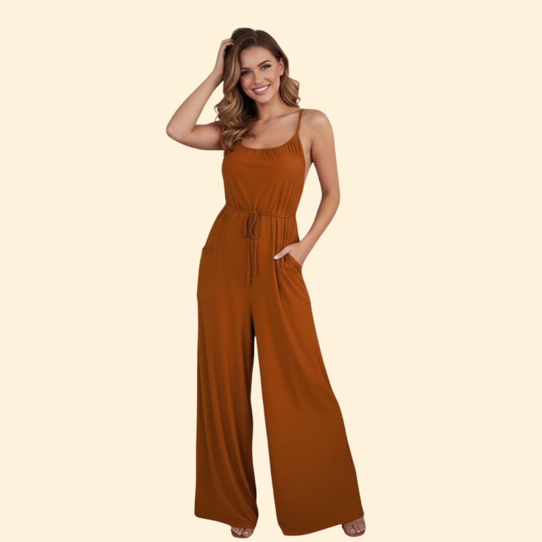 Women's Sleeveless Tie-Waist Jumpsuit
