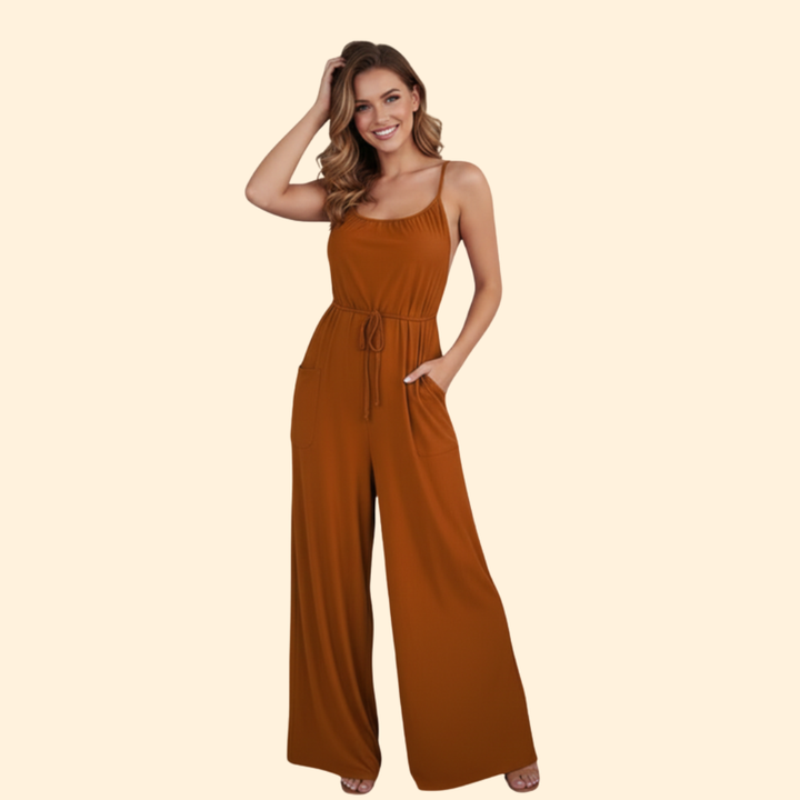 Women's Sleeveless Tie-Waist Jumpsuit