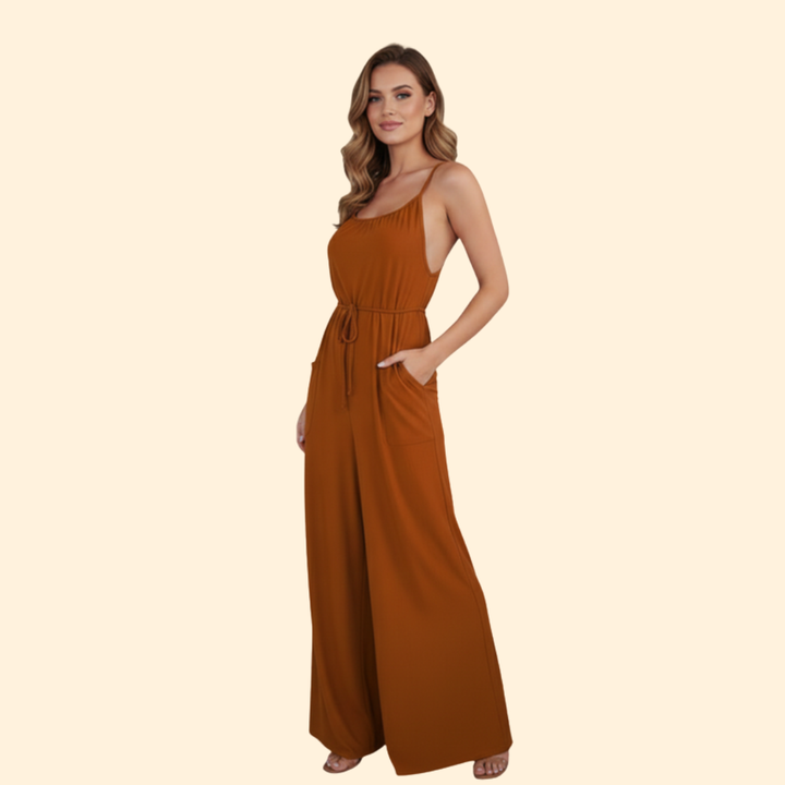 Women's Sleeveless Tie-Waist Jumpsuit