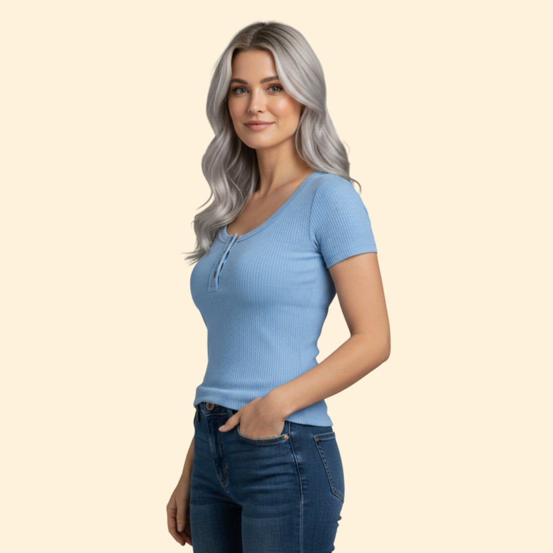 Women's Slim Fit Button T-shirt