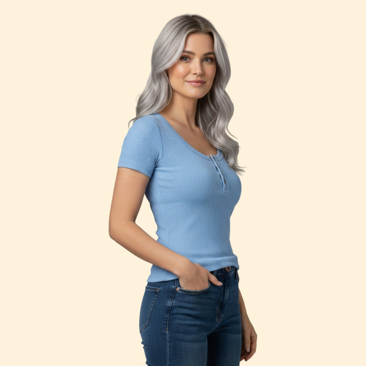 Women's Slim Fit Button T-shirt