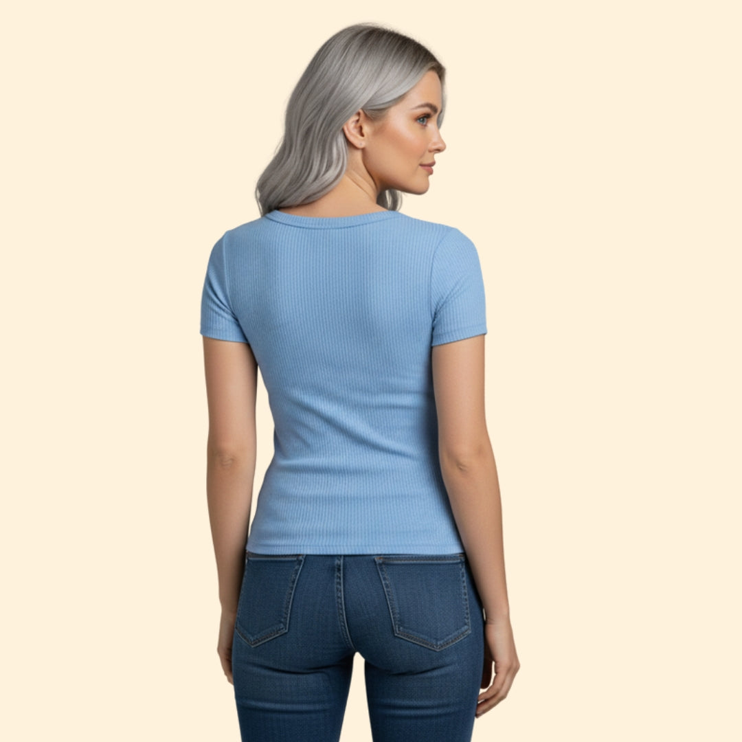 Women's Slim Fit Button T-shirt