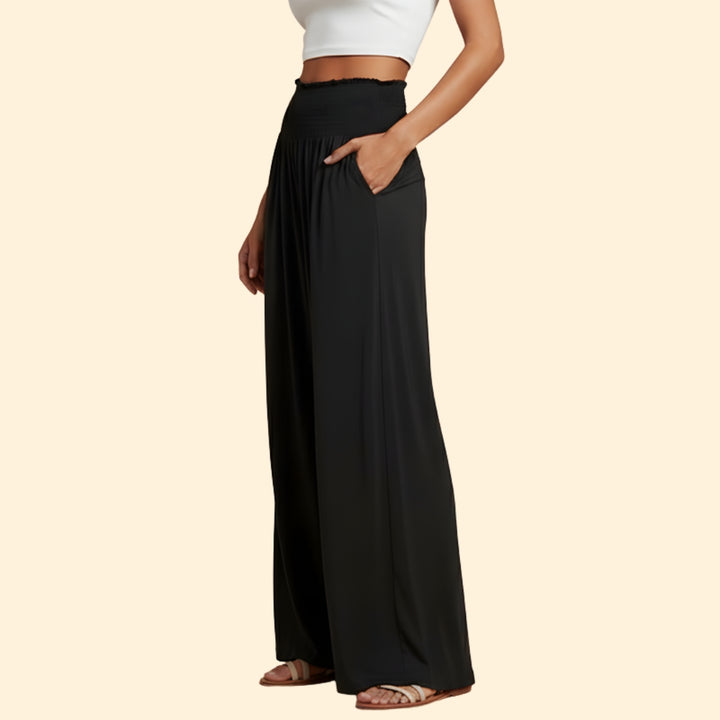 Women's Smocked Wide-Leg Pants
