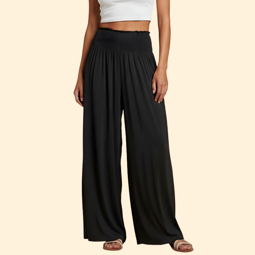 Women's Smocked Wide-Leg Pants