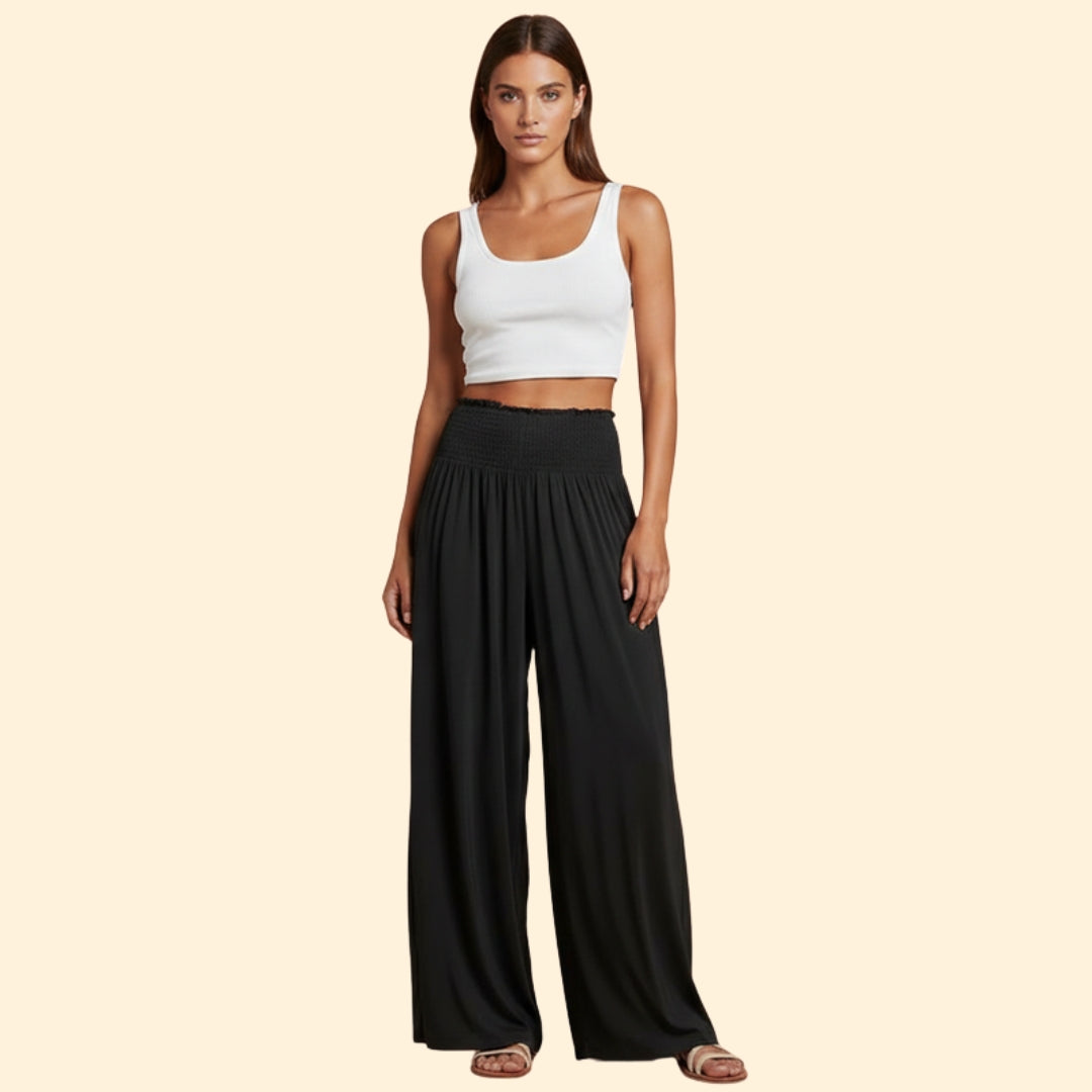 Women's Smocked Wide-Leg Pants