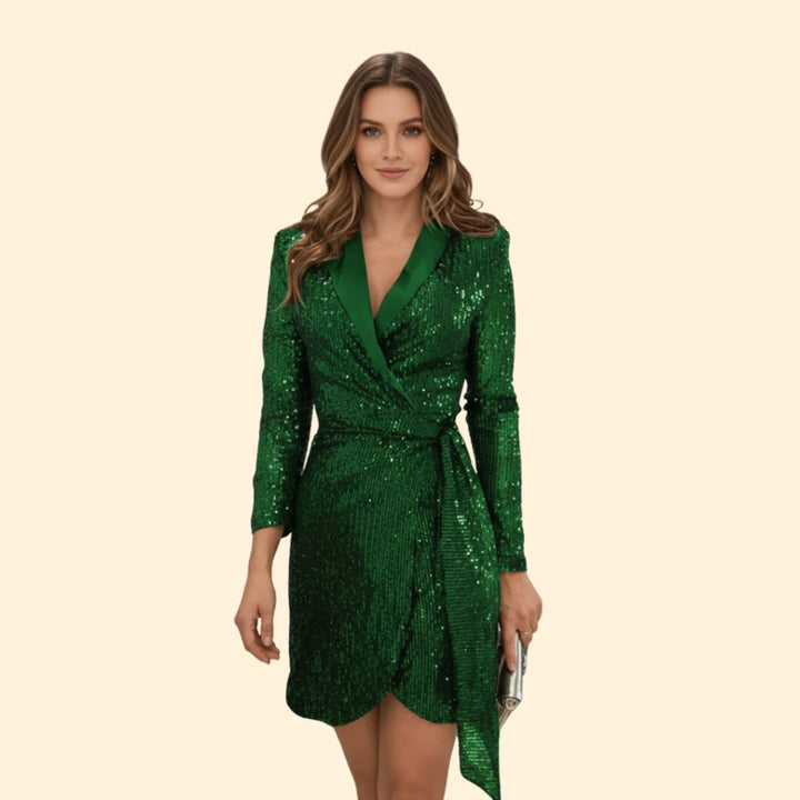 Women's Sparkling Sequin Wrap Dress