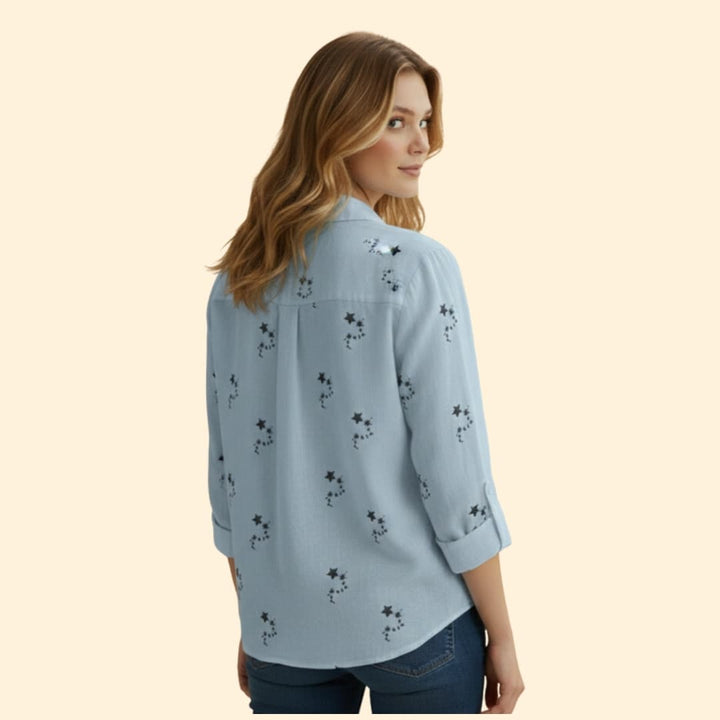 Women's Star-Patterned Button-Up Shirt