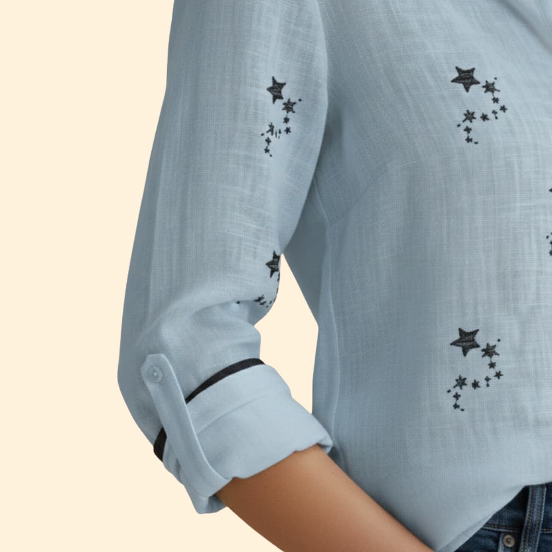 Women's Star-Patterned Button-Up Shirt
