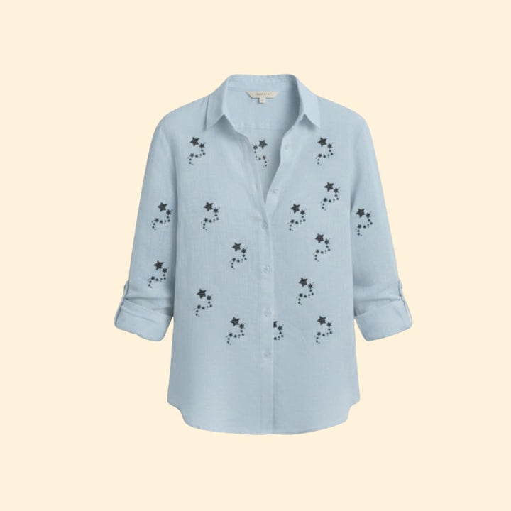 Women's Star-Patterned Button-Up Shirt