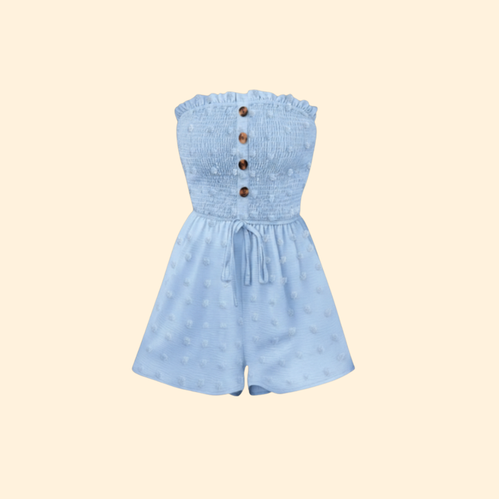 Women's Strapless Button-Down Romper