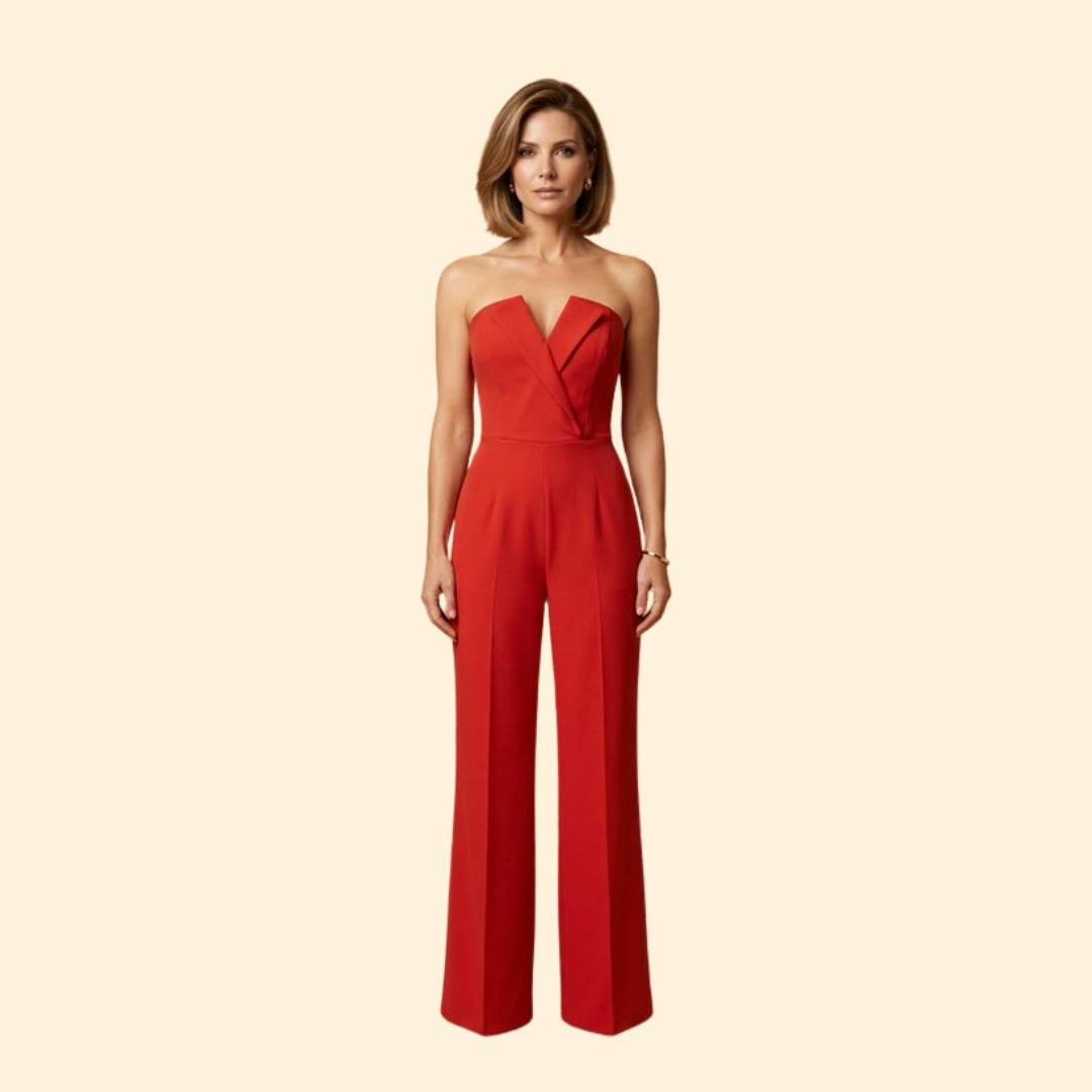 Women's Strapless V-Neck Jumpsuit