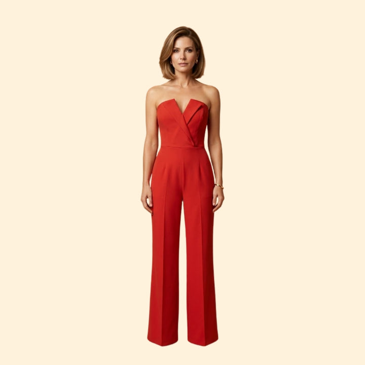 Women's Strapless V-Neck Jumpsuit