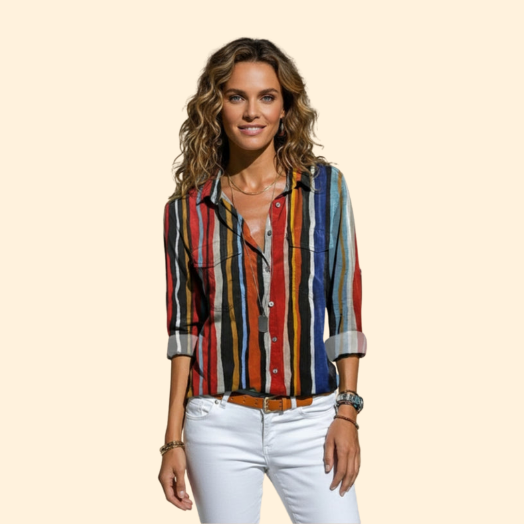 Women's Striped Button-Up Shirt