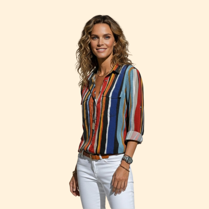 Women's Striped Button-Up Shirt