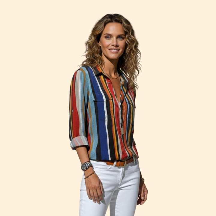 Women's Striped Button-Up Shirt