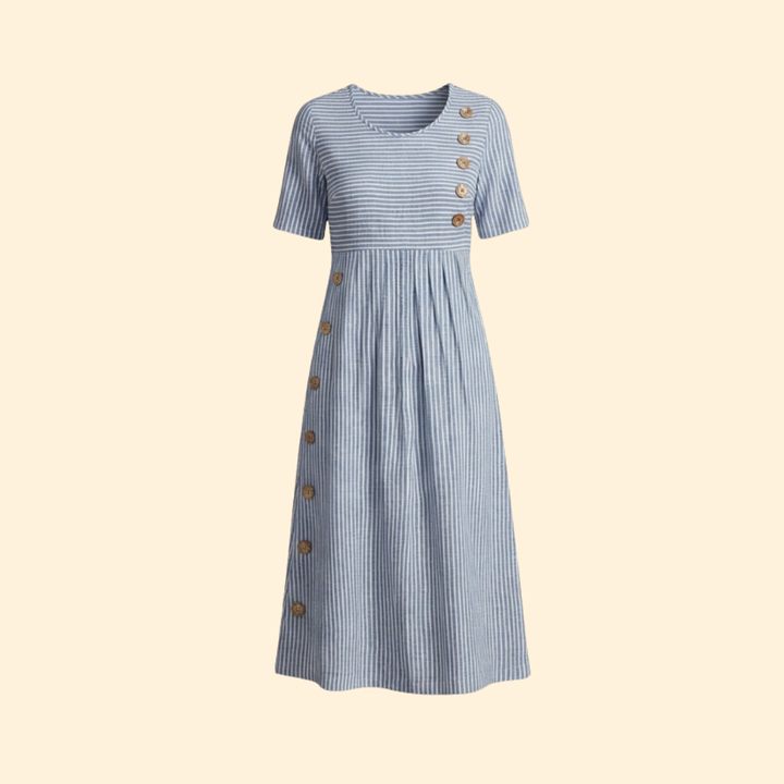 Women's Striped Button Midi Dress