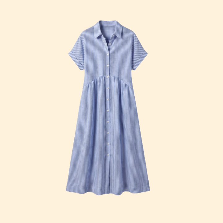 Women's Striped Button Midi Dress