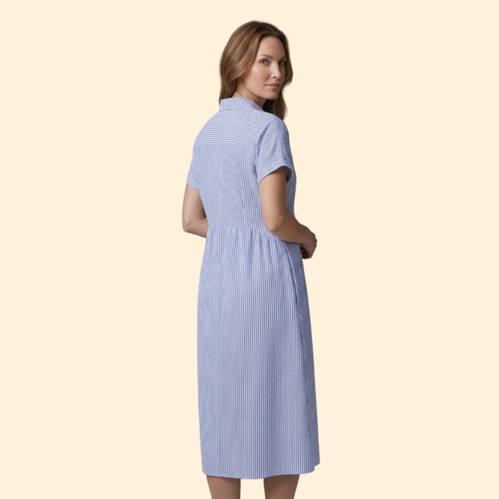 Women's Striped Button Midi Dress