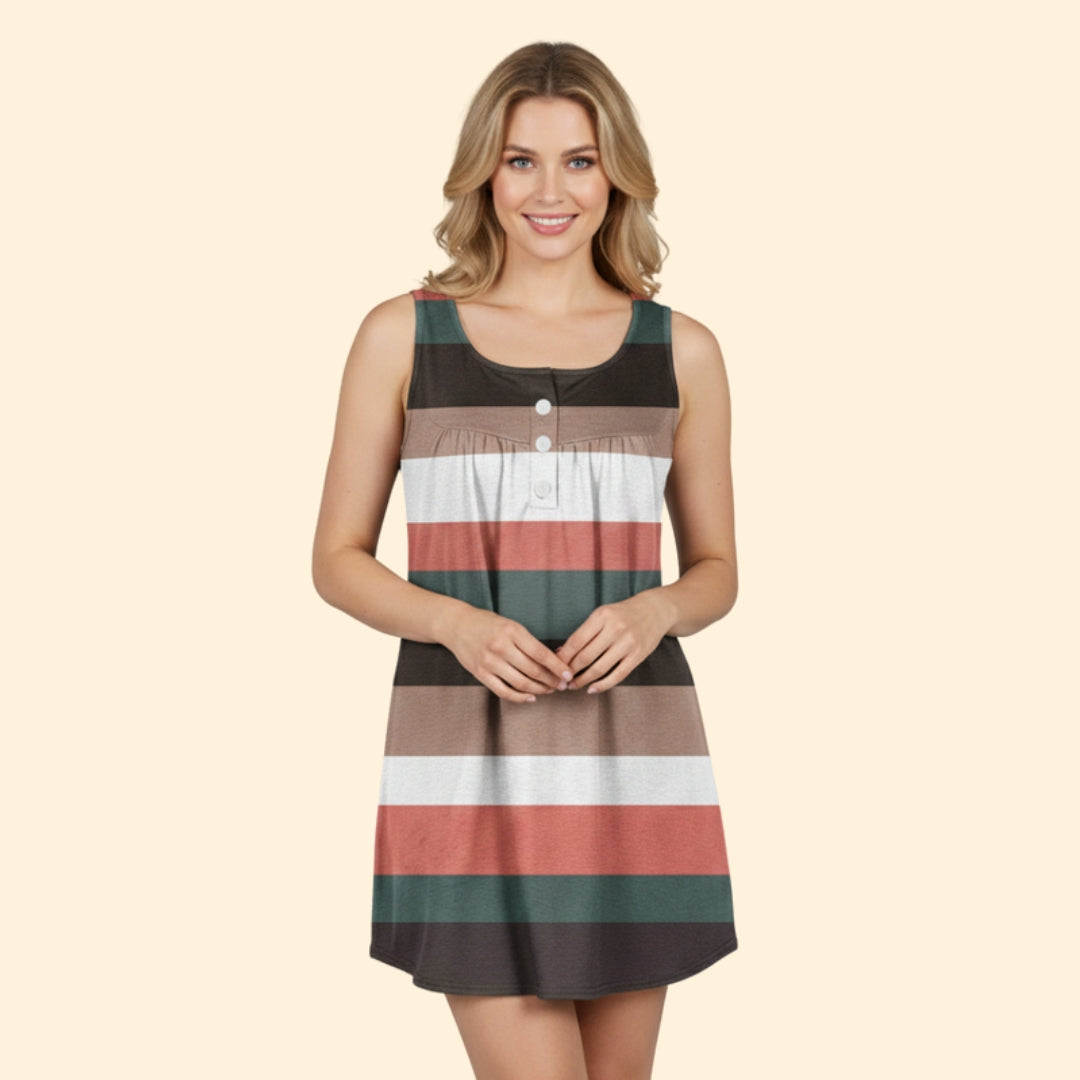 Women's Striped Button Tank