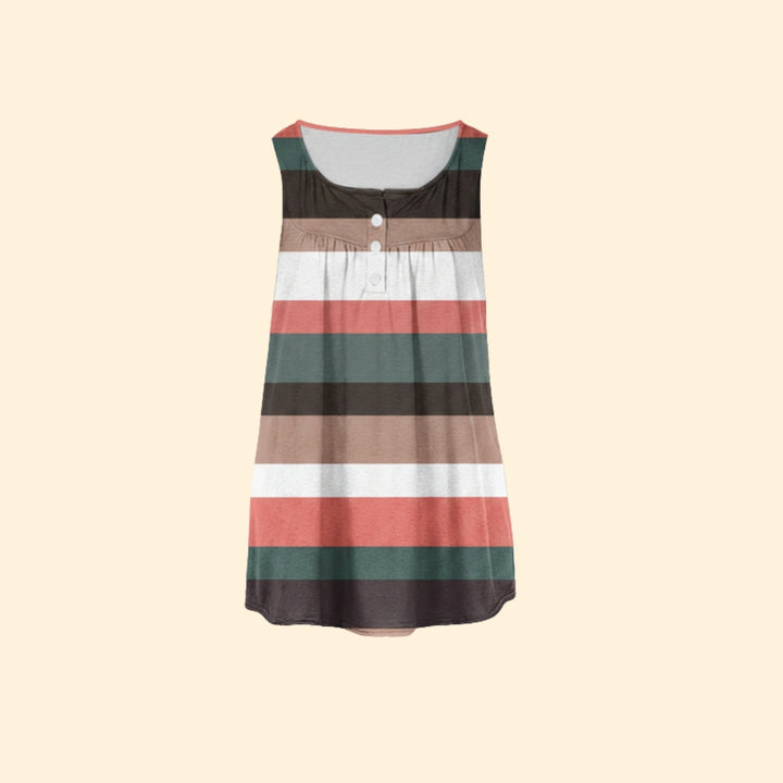 Women's Striped Button Tank