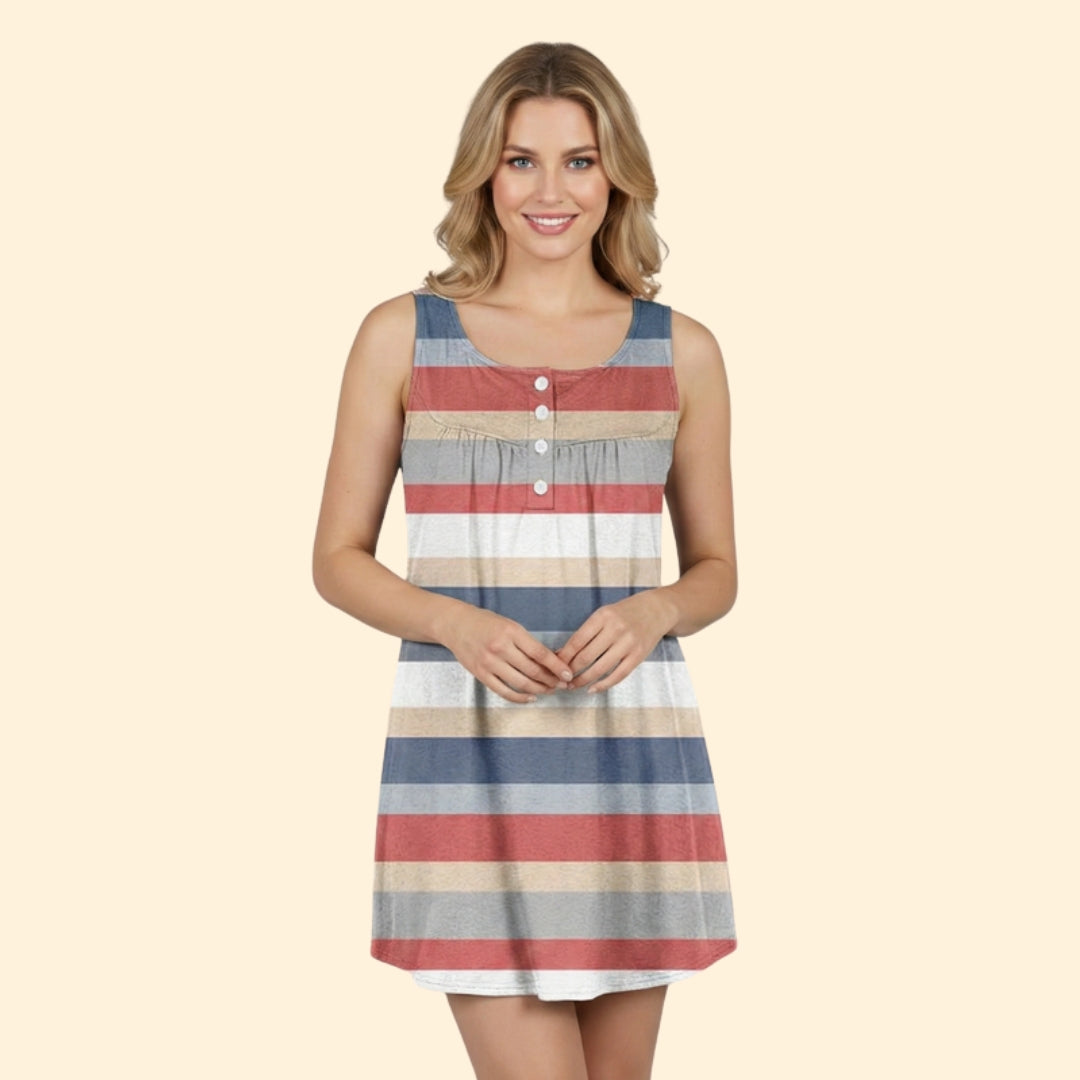 Women's Striped Button Tank