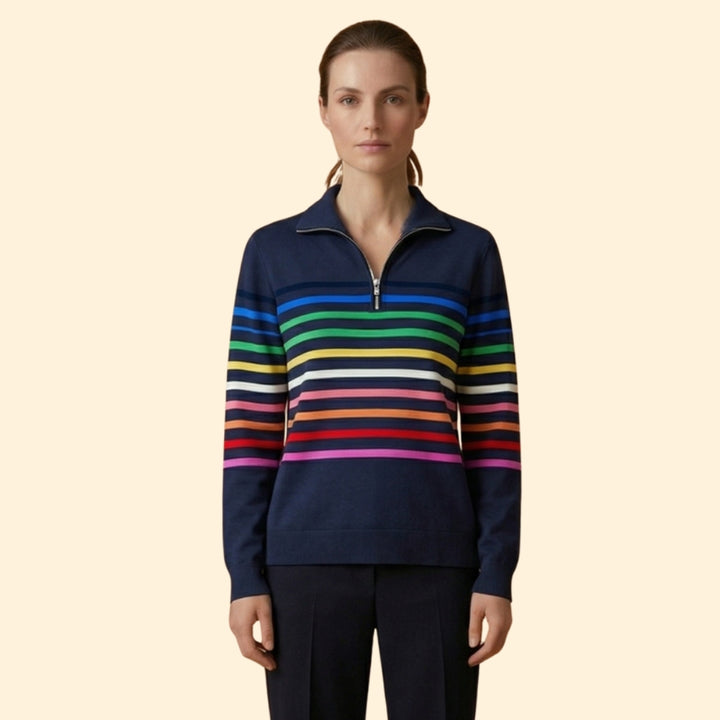 Women's Striped Half-Zip Sweatshirt