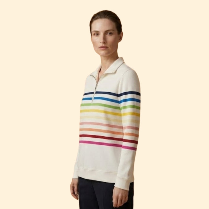 Women's Striped Half-Zip Sweatshirt