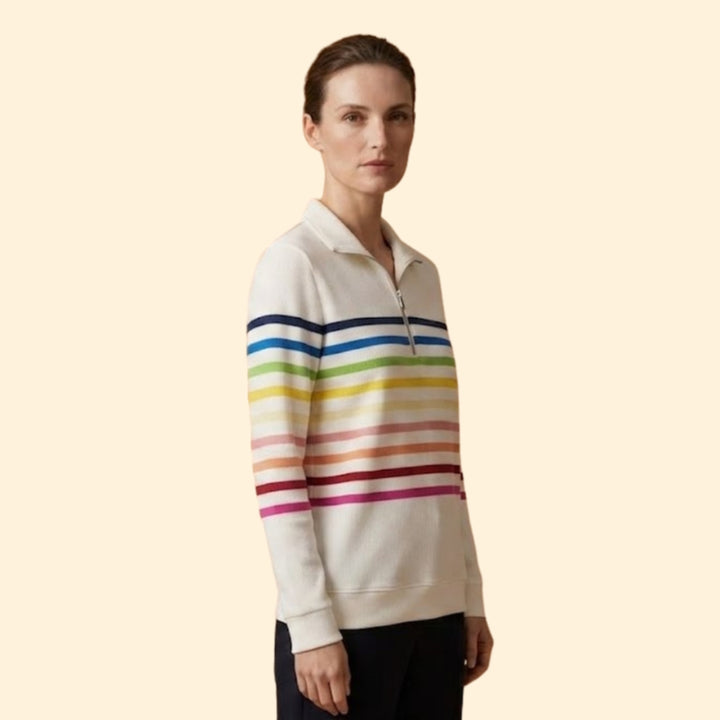 Women's Striped Half-Zip Sweatshirt