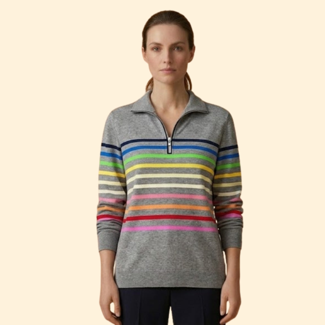 Women's Striped Half-Zip Sweatshirt