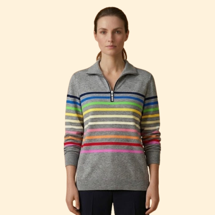 Women's Striped Half-Zip Sweatshirt
