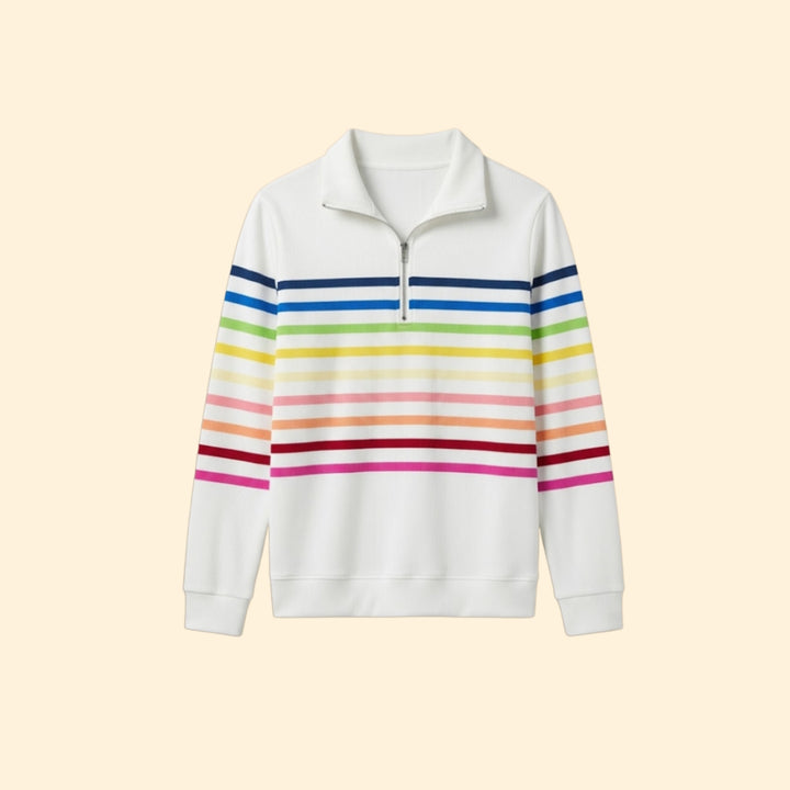 Women's Striped Half-Zip Sweatshirt