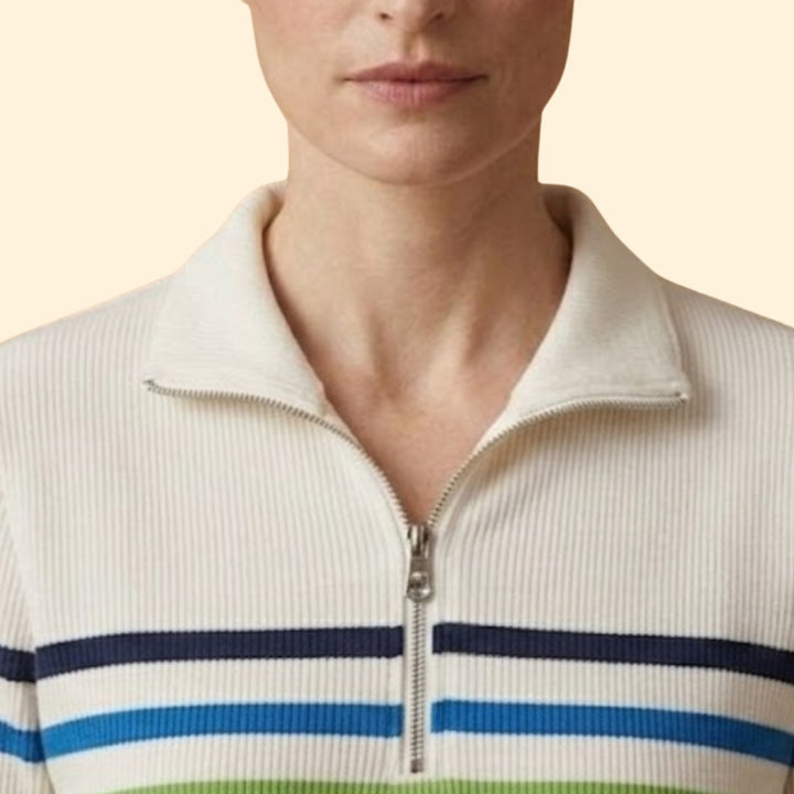 Women's Striped Half-Zip Sweatshirt