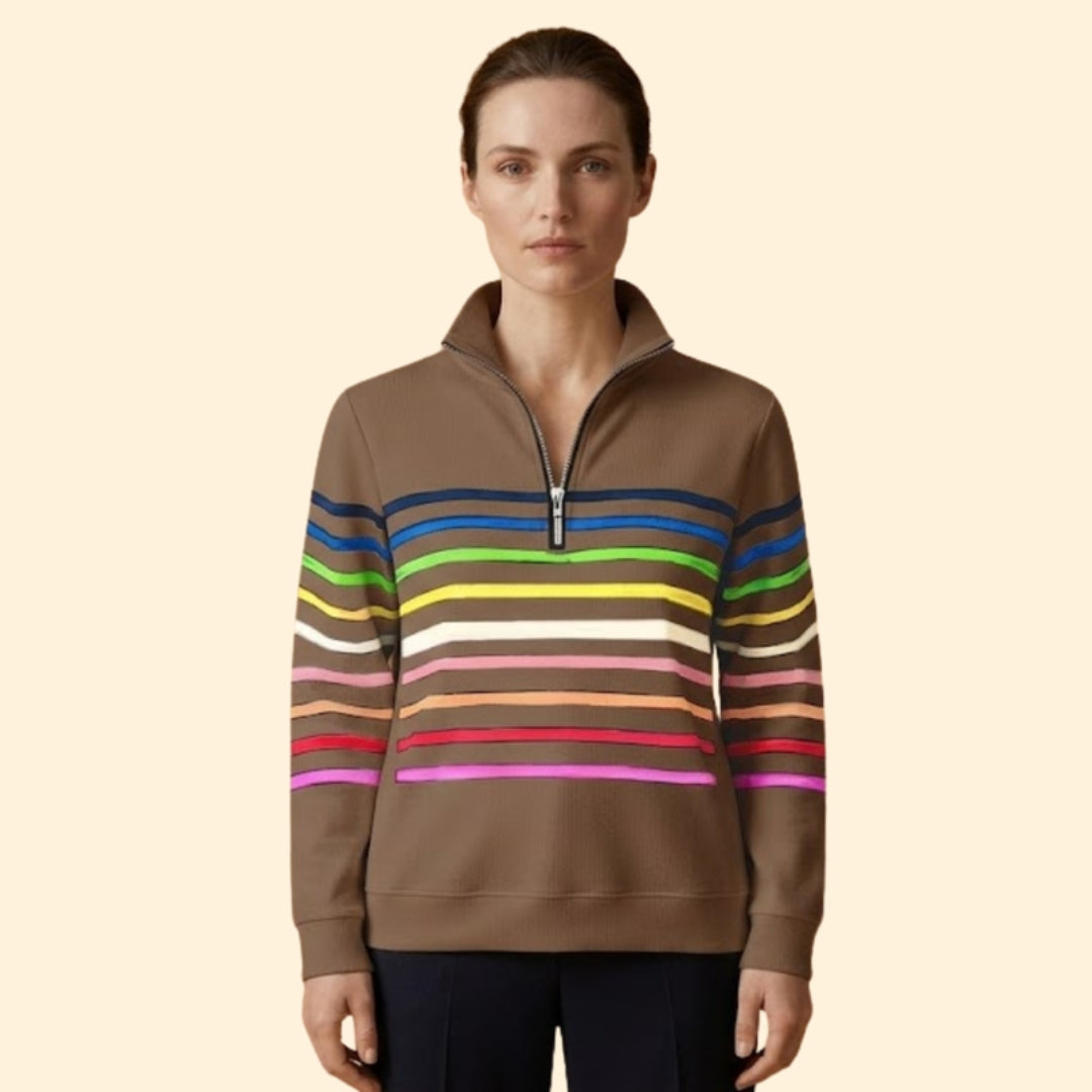 Women's Striped Half-Zip Sweatshirt