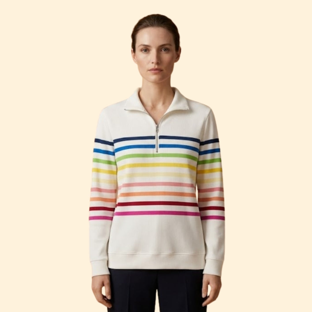 Women's Striped Half-Zip Sweatshirt
