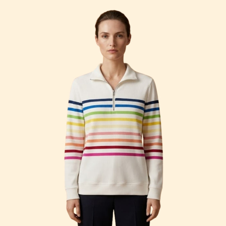 Women's Striped Half-Zip Sweatshirt
